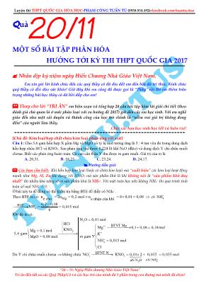 Một số bài tập phân hóa hướng tới kỳ thi THPT Quốc gia môn Hóa học năm 2017 - Phạm Công Tuấn Tú